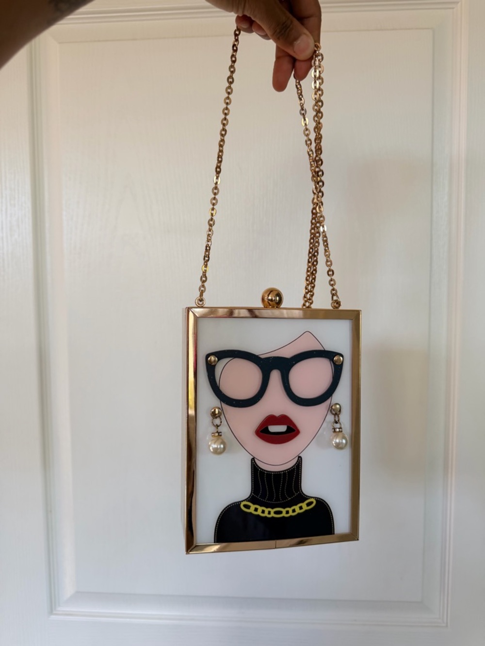 “ Grannies Golden “ Box Bag Clutch W Crossbody Chain